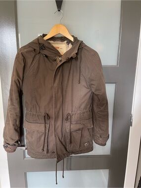 TNA Aritzia Griffith 2-in-1 Military Parka Jacket XXS - Olive Green / Brown